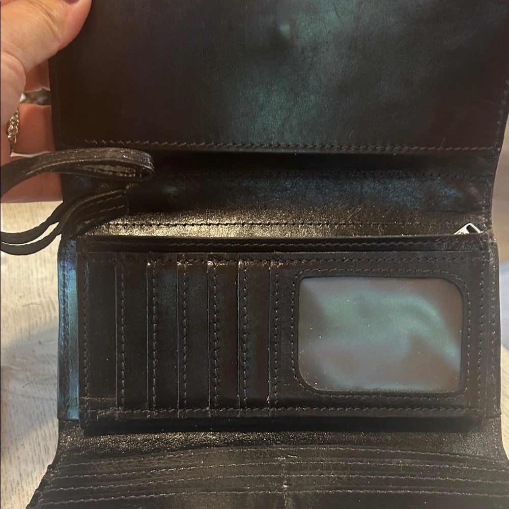 Patricia Nash dsrk brown Embossed Floral Wallet. Smoke. - Picture 2 of 5
